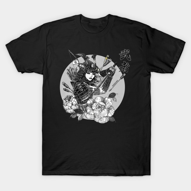 Vintage Japanese Girl Samurai Kanji Symbol Character 631 T-Shirt by dvongart